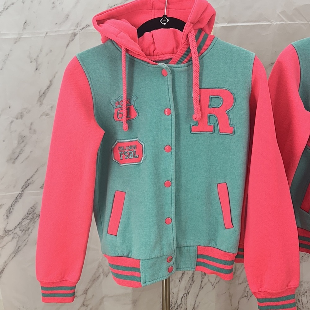 Urban Kids Letter-jacket style embroidered girls hoodie size 10 & 12 - Picture 8 of 11